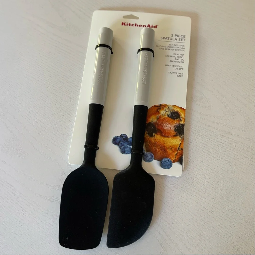 KitchenAid Black and Gray Beige 2 Piece Spatula Duo Set